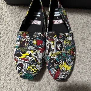Toms x Marvel comic print slip on shoes